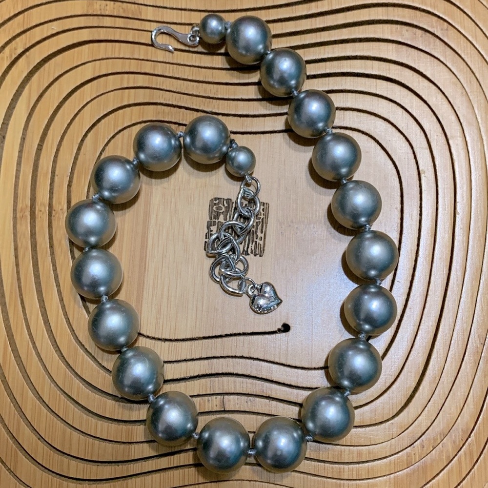 Carolee Large Silver Tahitian Style Faux Pearl Statement Choker Necklace #361